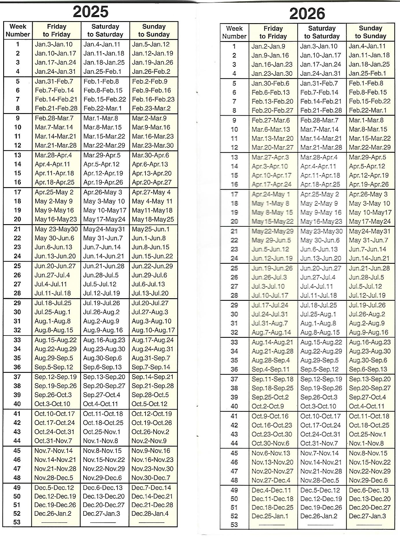 Rci 2025 Weeks Calendar Images 